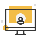 Computer screen with avatar inside icon