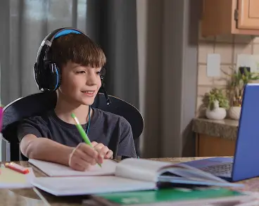 Student attending to an online class