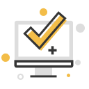 Computer with a checkmark inside